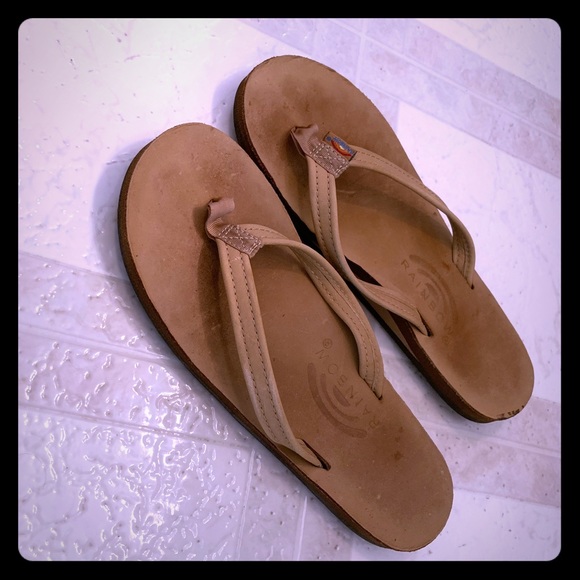 Rainbow Shoes - RAINBOW Size 6/6.5 Women’s Tan/Brown Flipflops